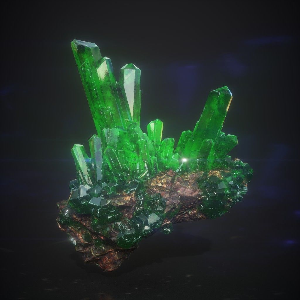 Low Poly Green Gem Mineral Rock 210829 Low-poly 3D model_35