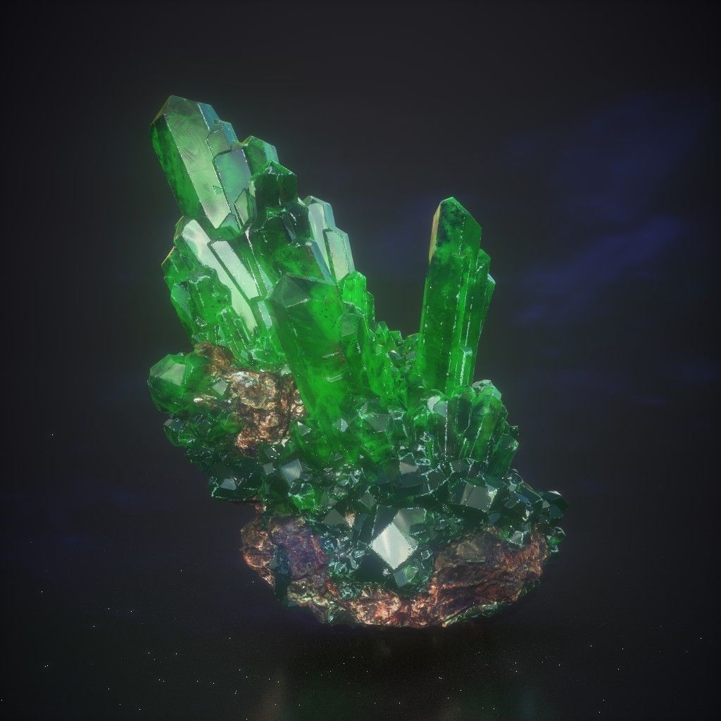 Low Poly Green Gem Mineral Rock 210829 Low-poly 3D model_27