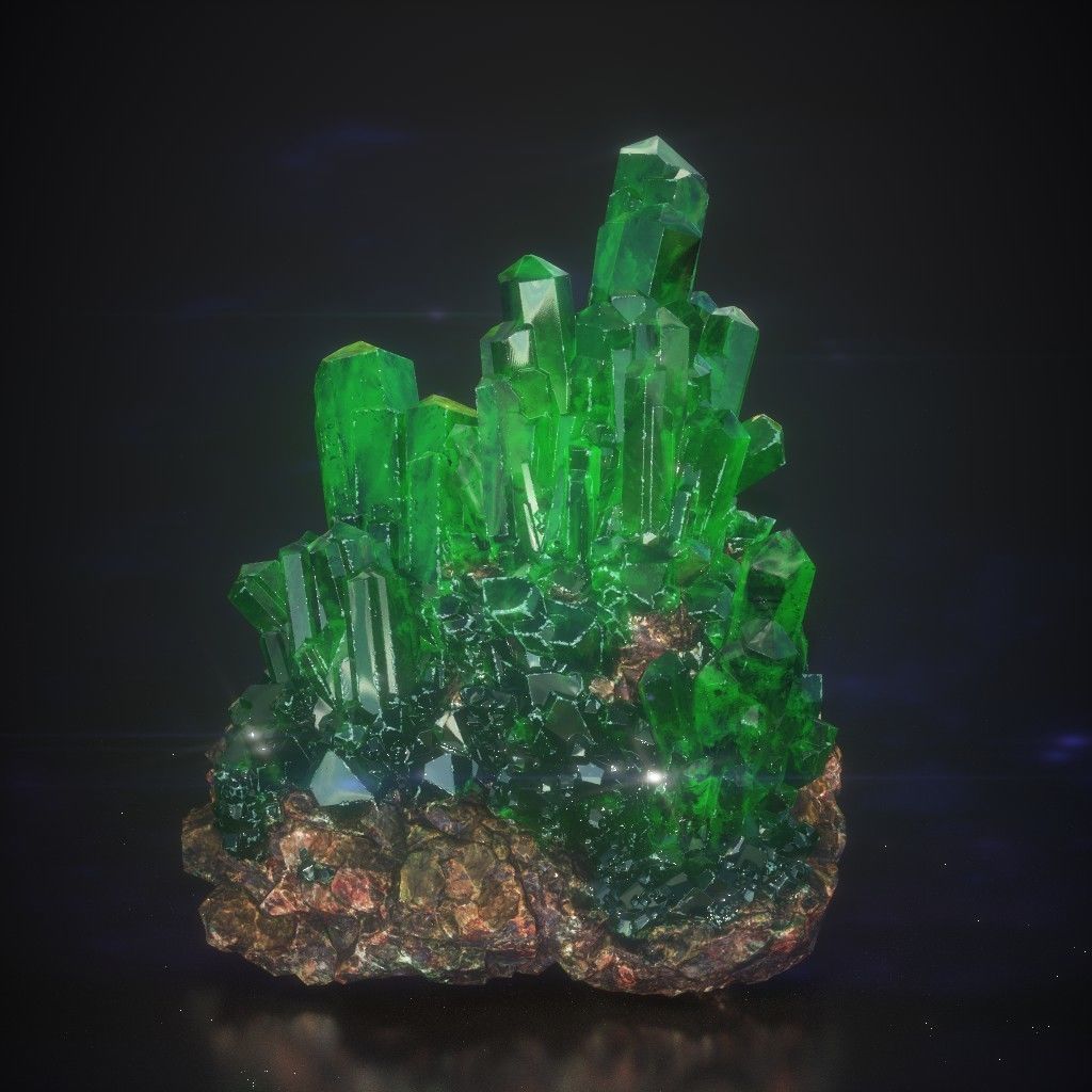 Low Poly Green Gem Mineral Rock 210829 Low-poly 3D model_22