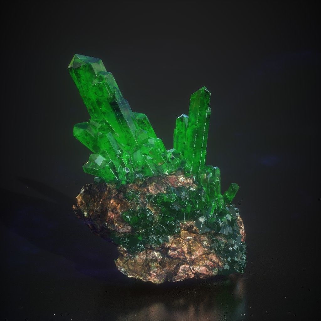 Low Poly Green Gem Mineral Rock 210829 Low-poly 3D model_19
