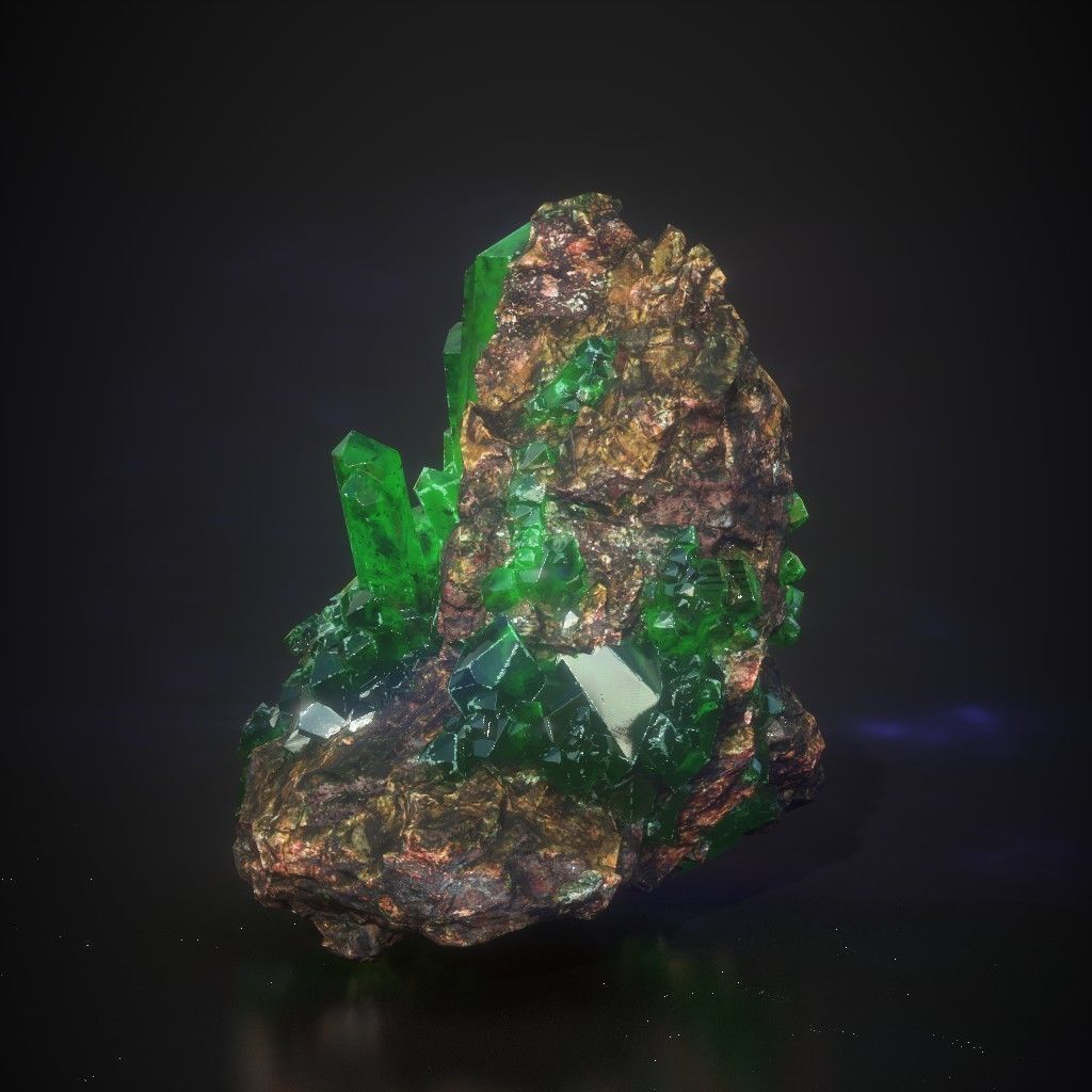 Low Poly Green Gem Mineral Rock 210829 Low-poly 3D model_11