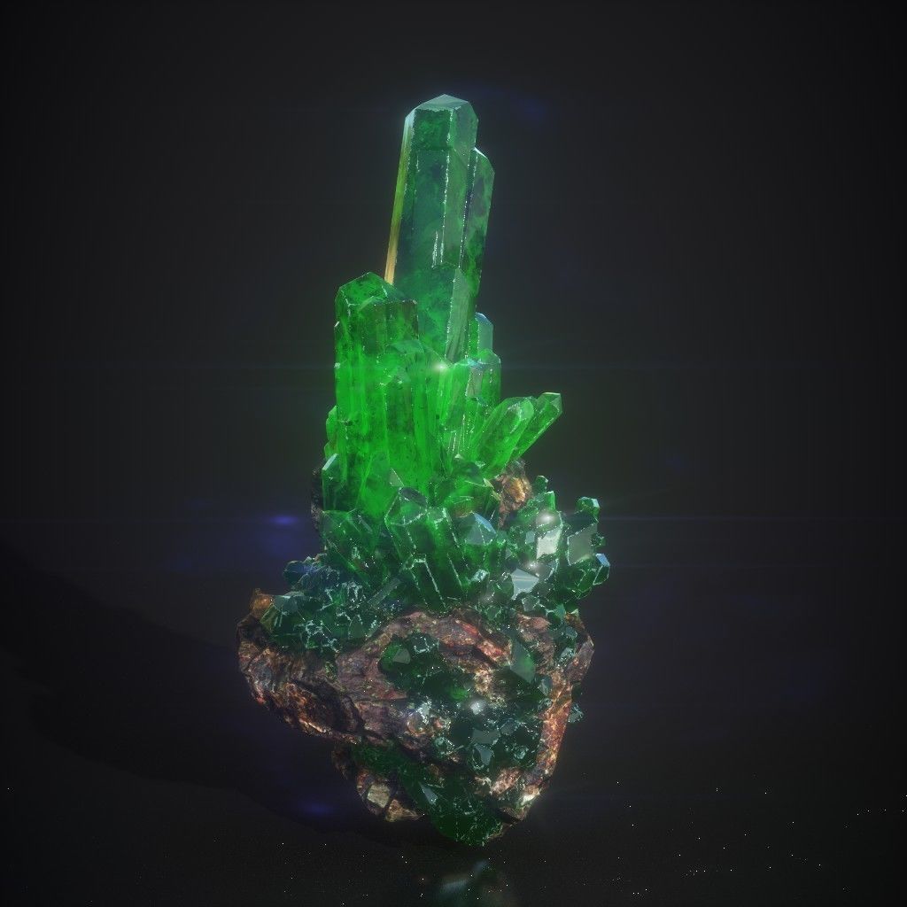 Low Poly Green Gem Mineral Rock 210829 Low-poly 3D model_30
