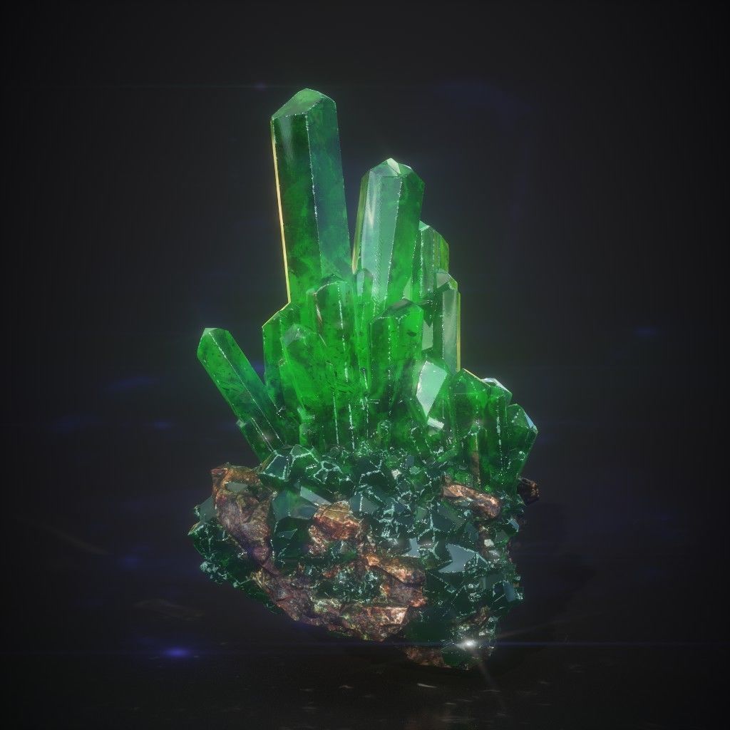 Low Poly Green Gem Mineral Rock 210829 Low-poly 3D model_38
