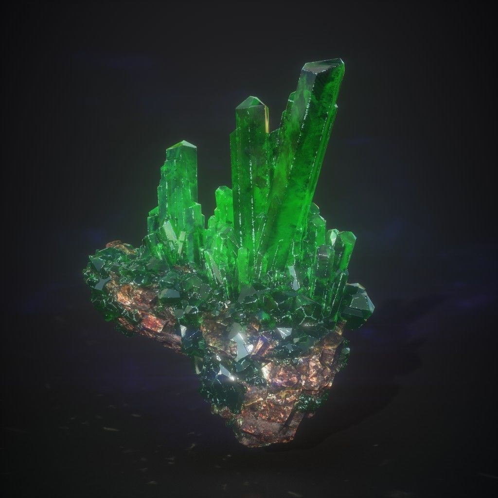 Low Poly Green Gem Mineral Rock 210829 Low-poly 3D model_34
