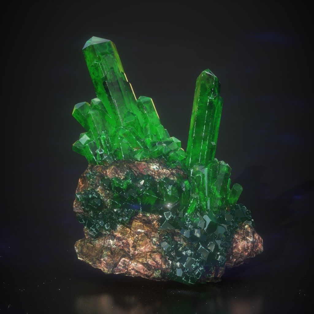 Low Poly Green Gem Mineral Rock 210829 Low-poly 3D model_17