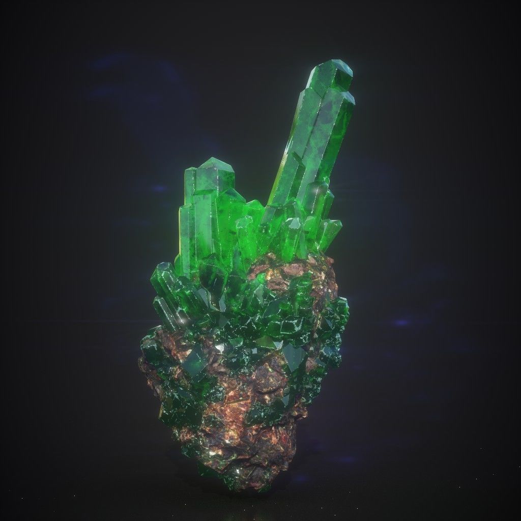Low Poly Green Gem Mineral Rock 210829 Low-poly 3D model_29