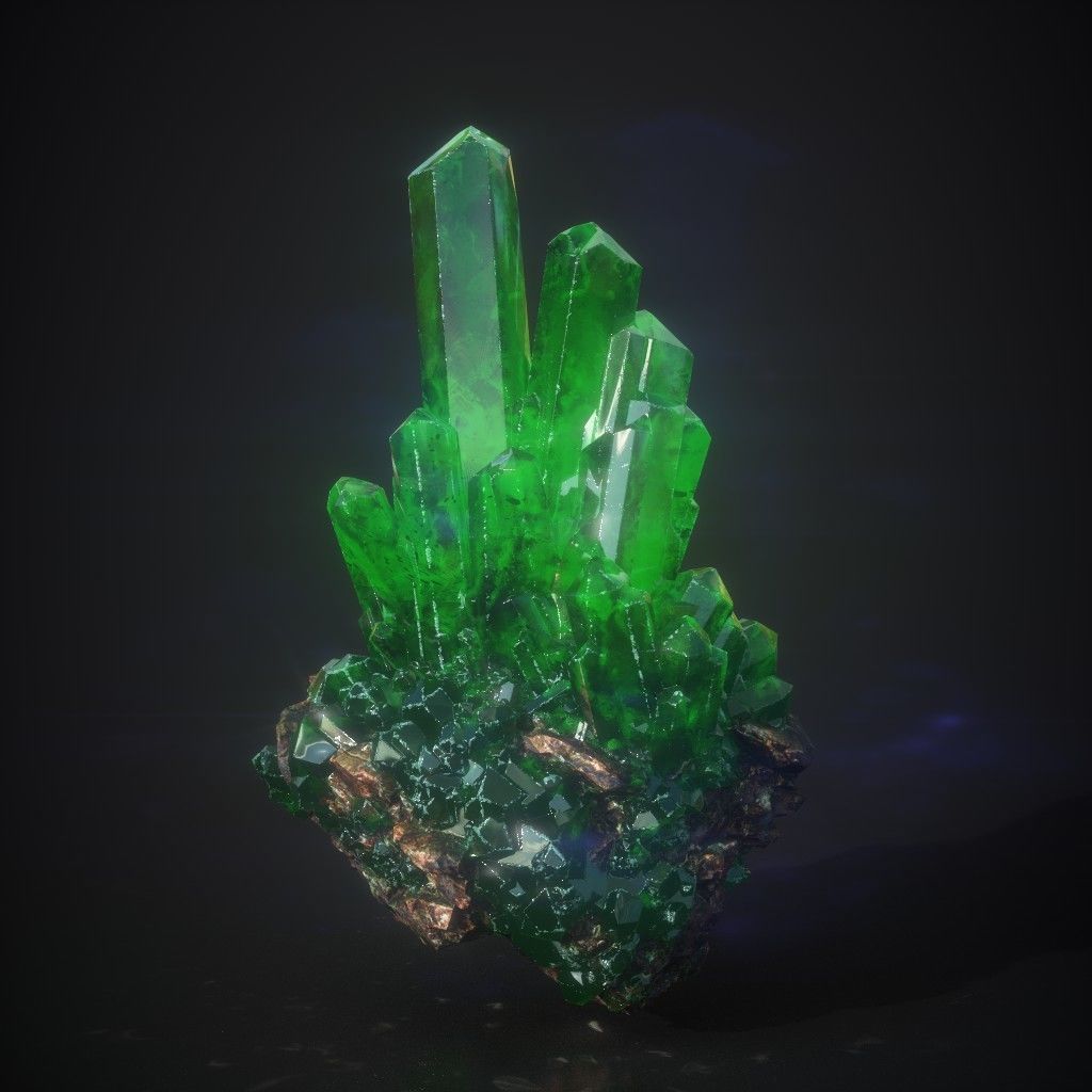 Low Poly Green Gem Mineral Rock 210829 Low-poly 3D model_37
