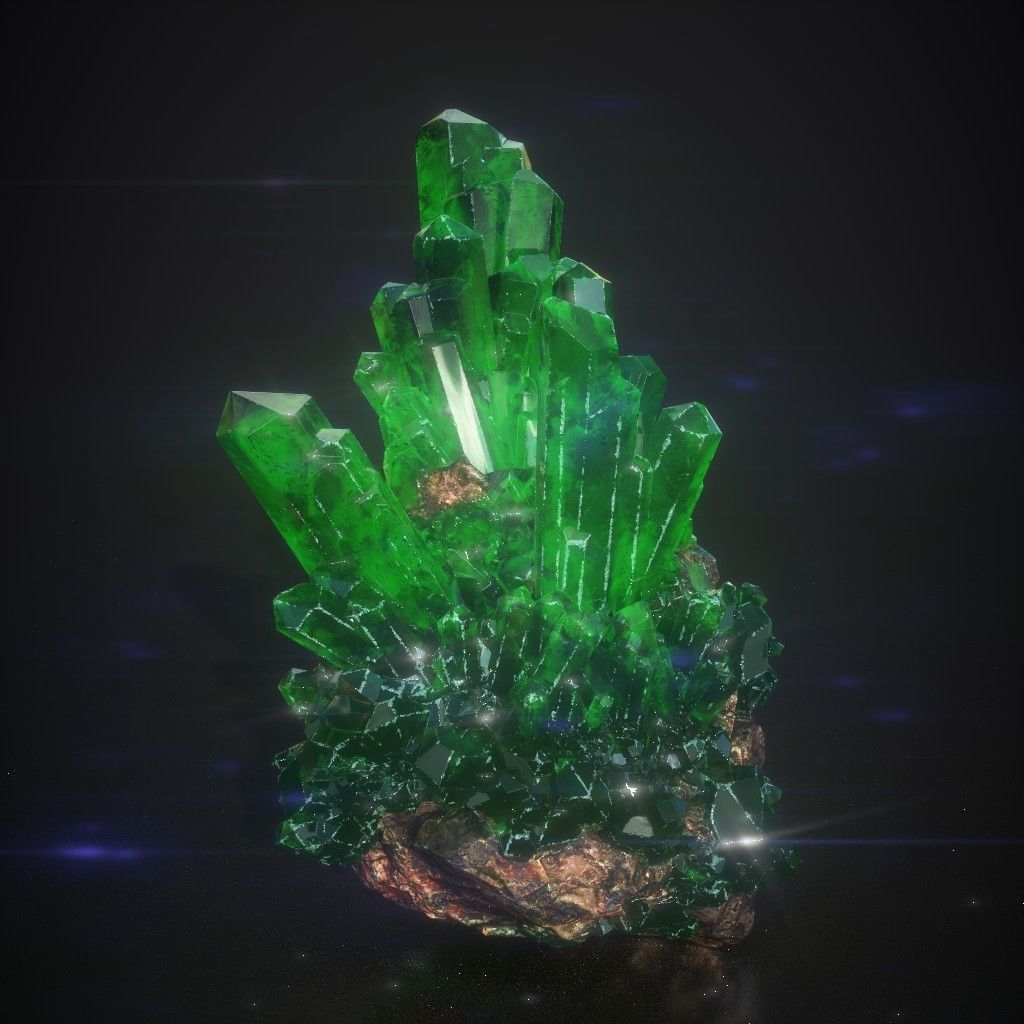 Low Poly Green Gem Mineral Rock 210829 Low-poly 3D model_25