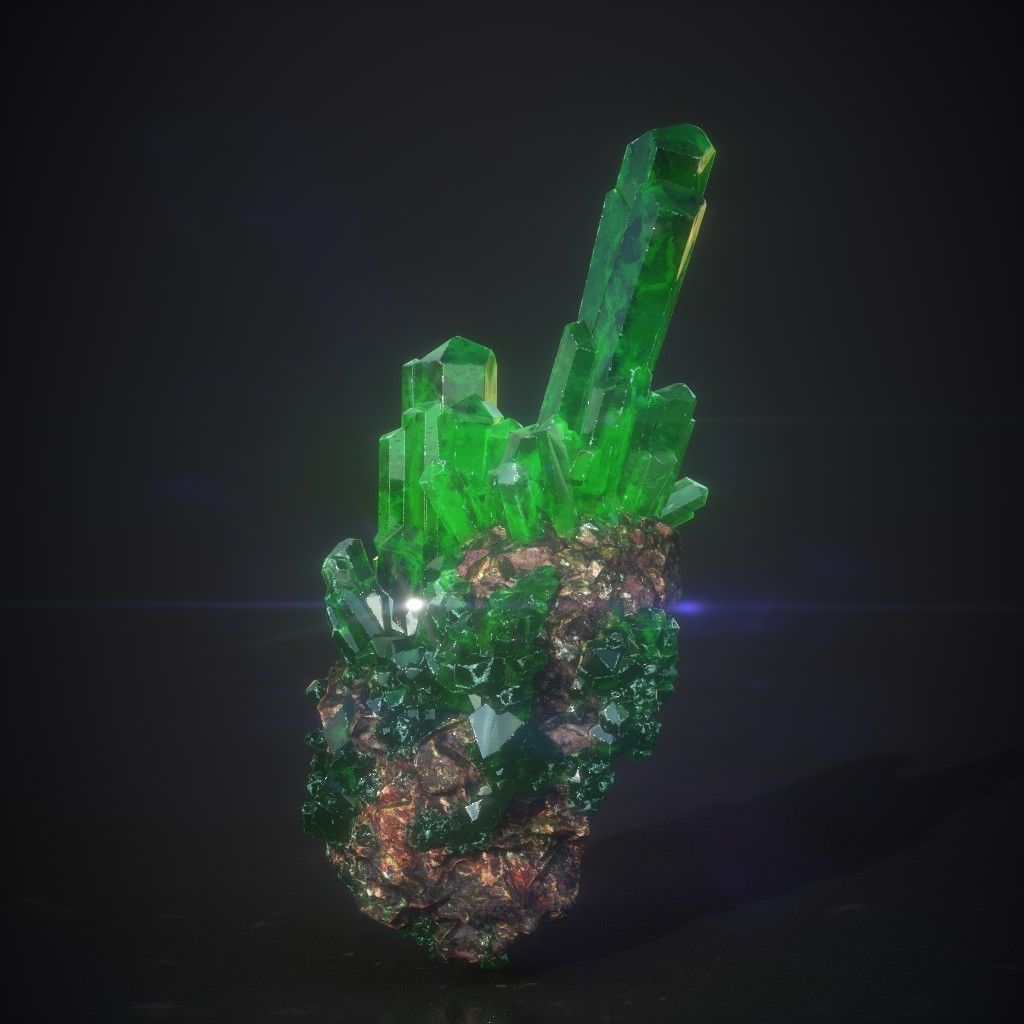 Low Poly Green Gem Mineral Rock 210829 Low-poly 3D model_31