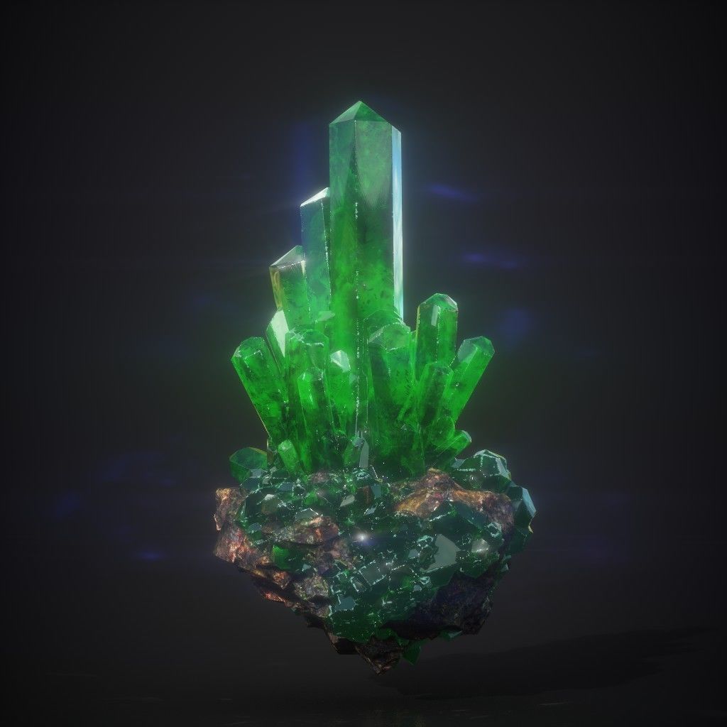 Low Poly Green Gem Mineral Rock 210829 Low-poly 3D model_39