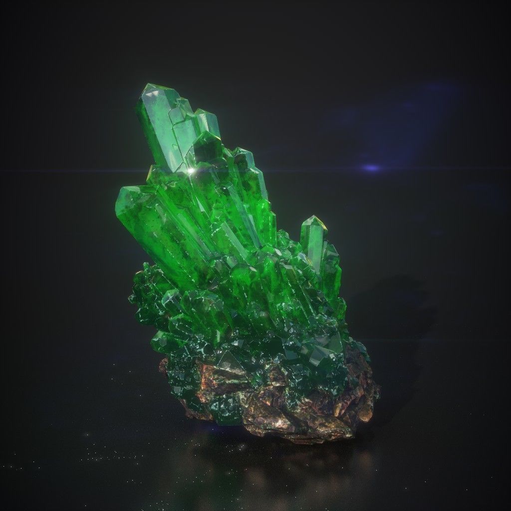 Low Poly Green Gem Mineral Rock 210829 Low-poly 3D model_23