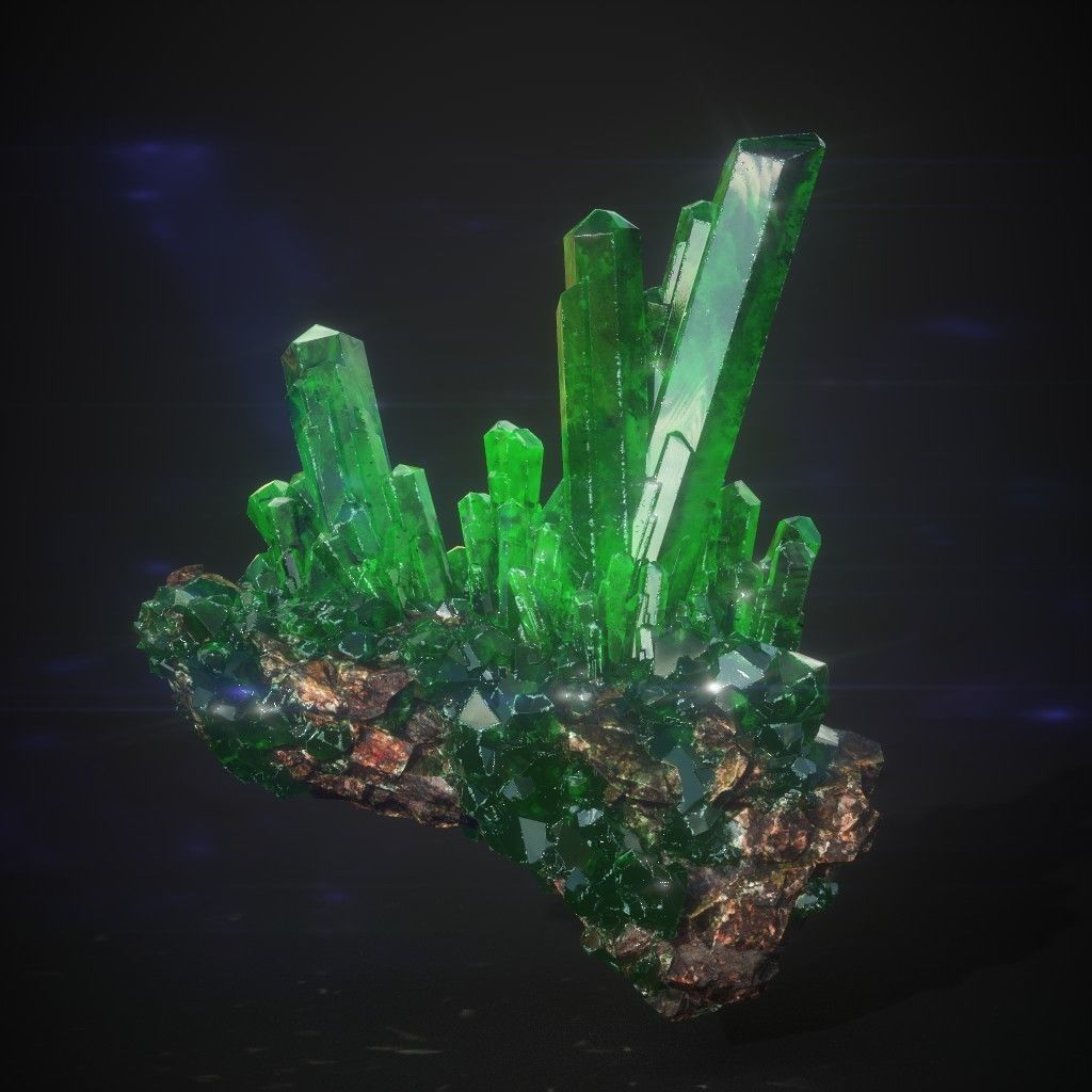 Low Poly Green Gem Mineral Rock 210829 Low-poly 3D model_33