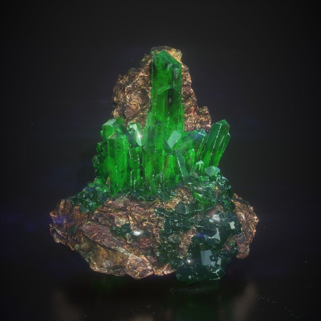 Low Poly Green Gem Mineral Rock 210829 Low-poly 3D model_10