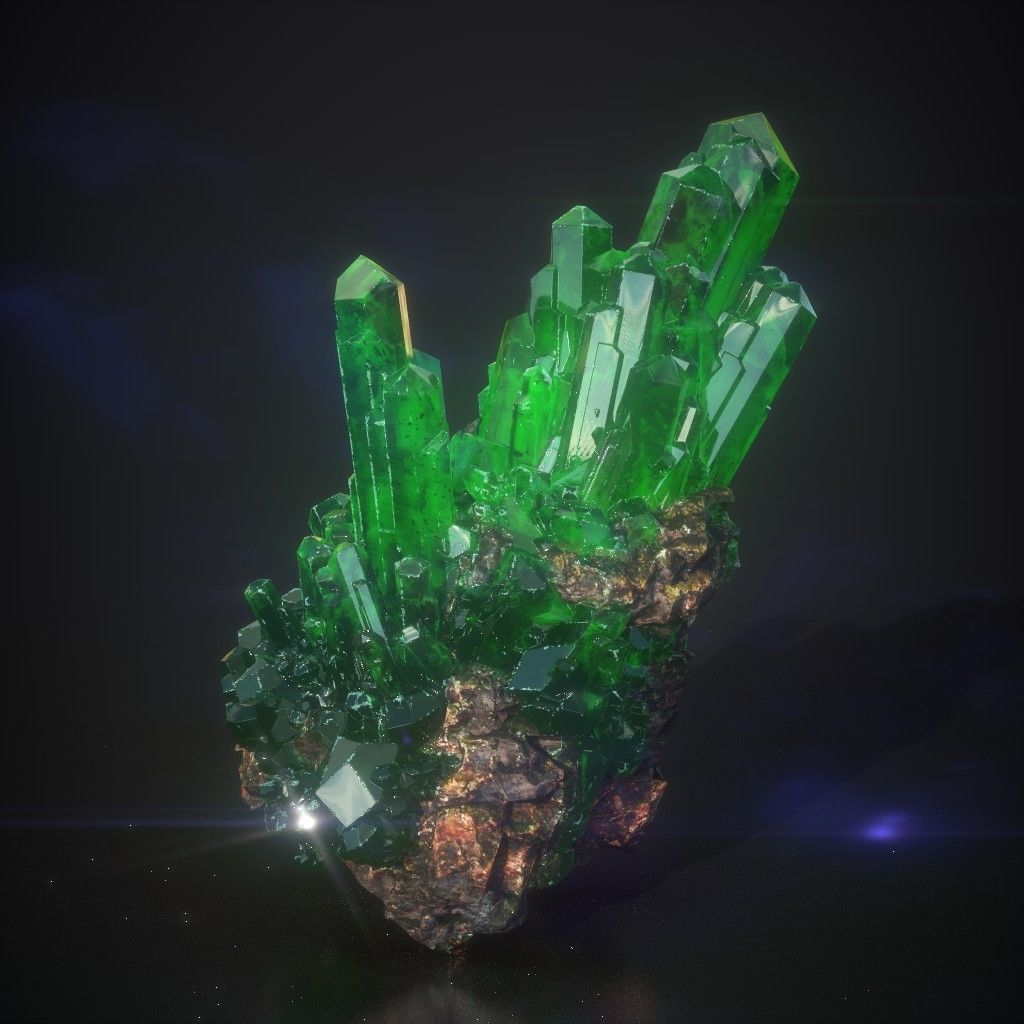 Low Poly Green Gem Mineral Rock 210829 Low-poly 3D model_26