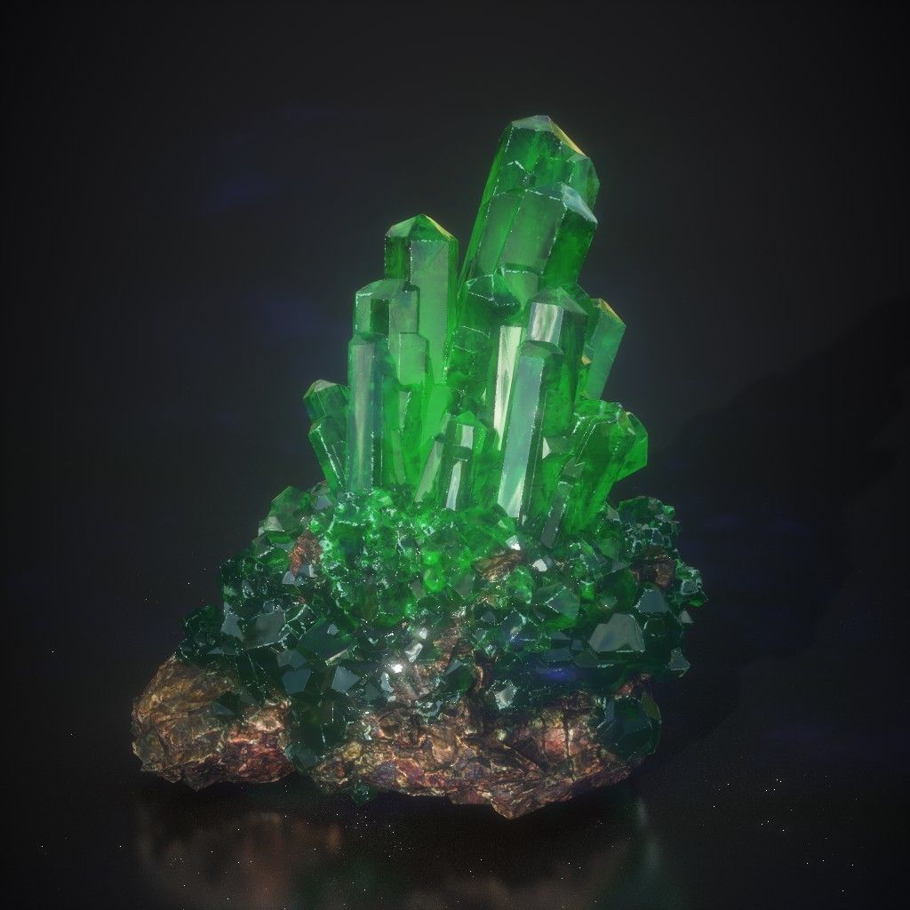 Low Poly Green Gem Mineral Rock 210829 Low-poly 3D model_13