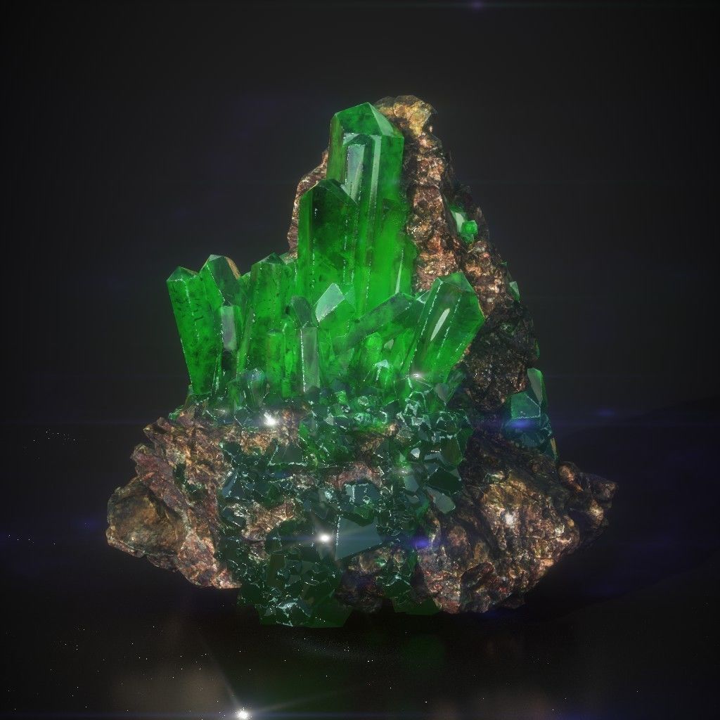 Low Poly Green Gem Mineral Rock 210829 Low-poly 3D model_9