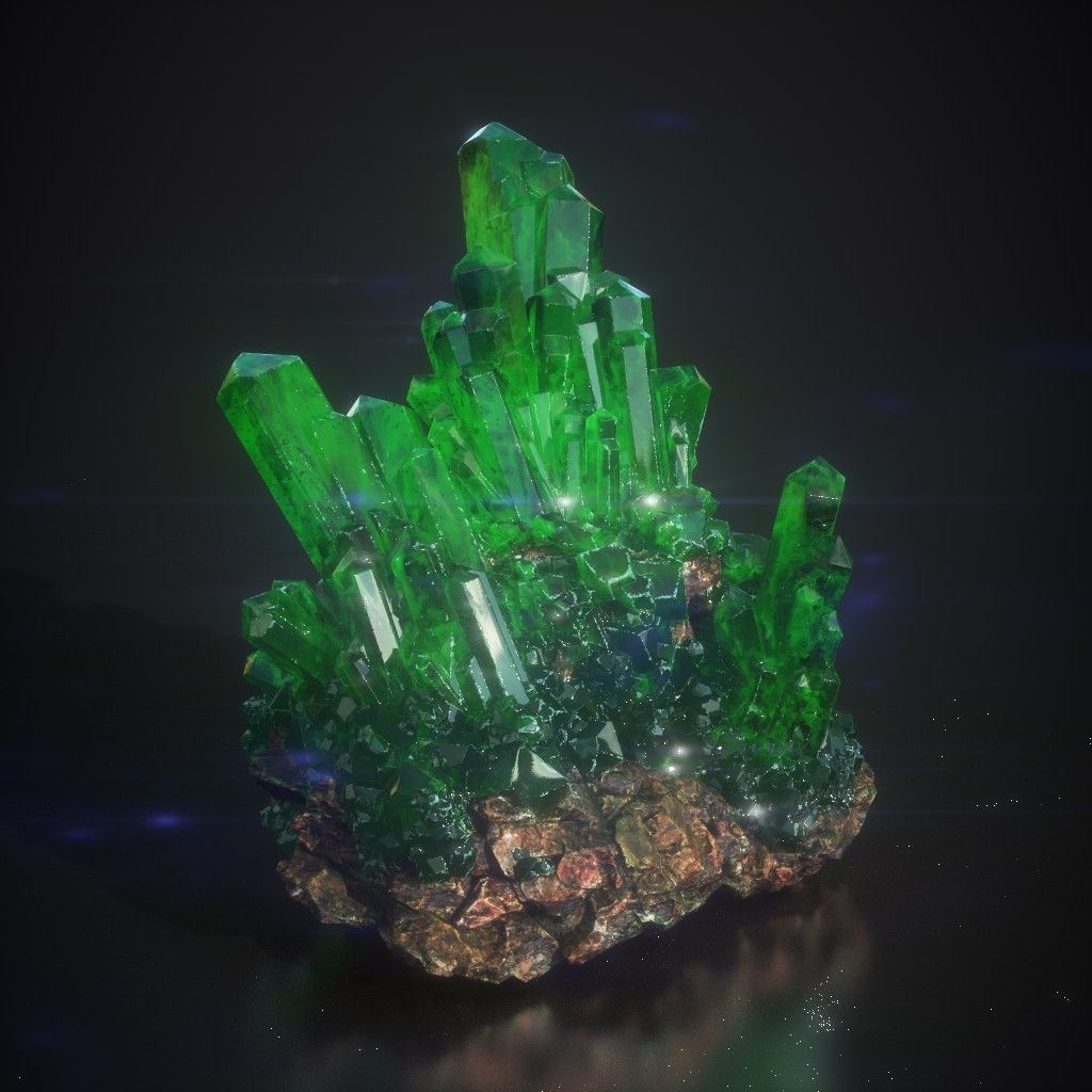 Low Poly Green Gem Mineral Rock 210829 Low-poly 3D model_21