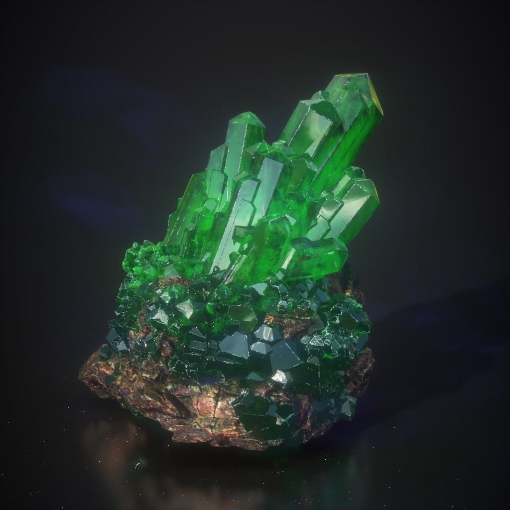 Low Poly Green Gem Mineral Rock 210829 Low-poly 3D model_15