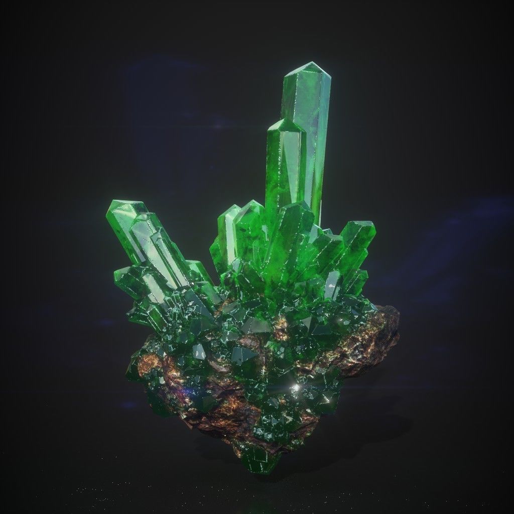 Low Poly Green Gem Mineral Rock 210829 Low-poly 3D model_5