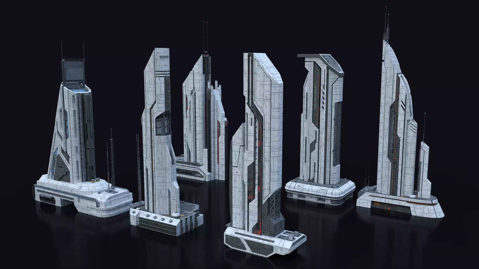 Scifi Building futuristic Building Kitbash Bundle Vol 1 3D model