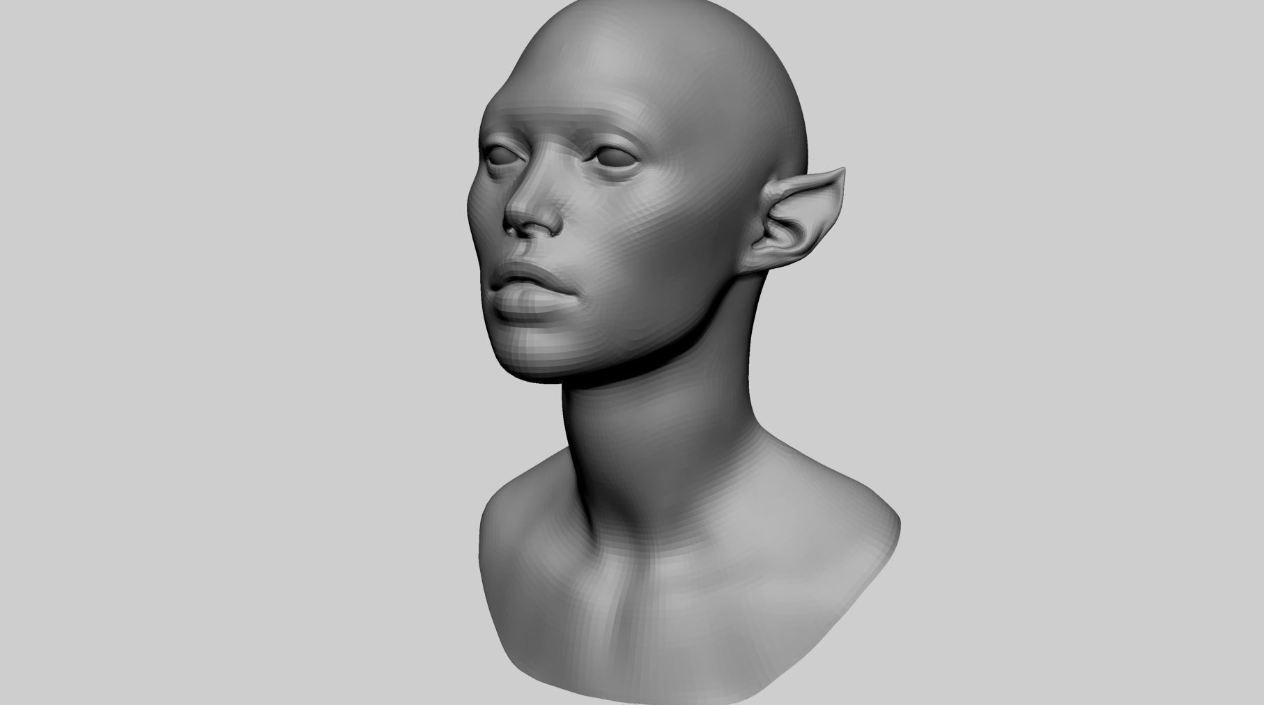 Female Creature Head Basemesh 3D model_7