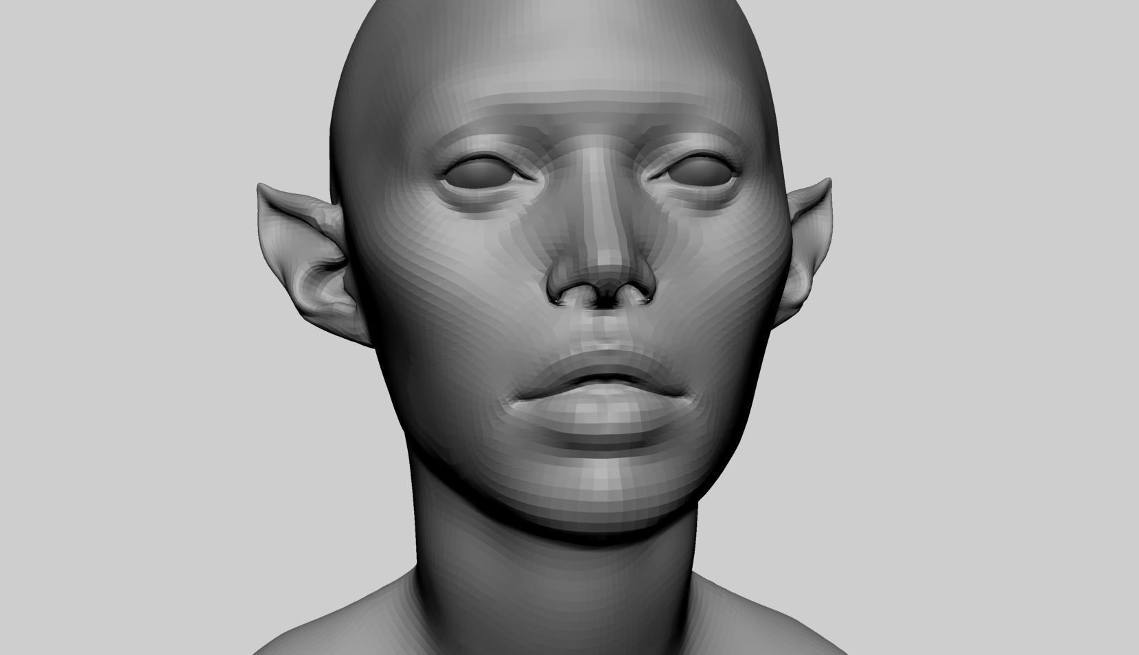 Female Creature Head Basemesh 3D model_8