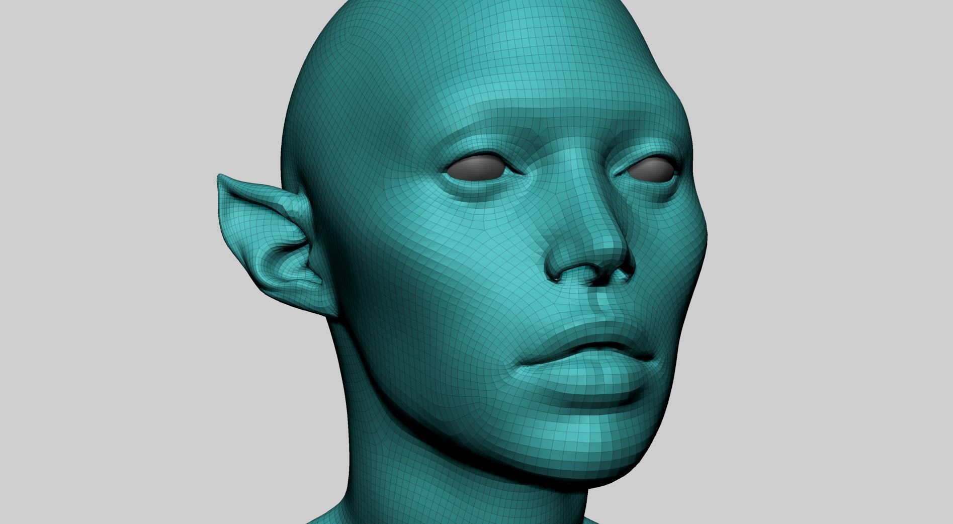 Female Creature Head Basemesh 3D model_9