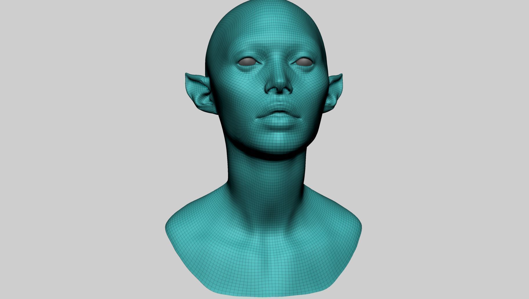 Female Creature Head Basemesh 3D model_1