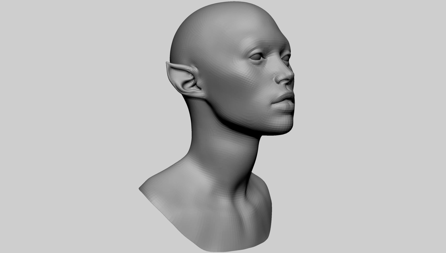 Female Creature Head Basemesh 3D model_2