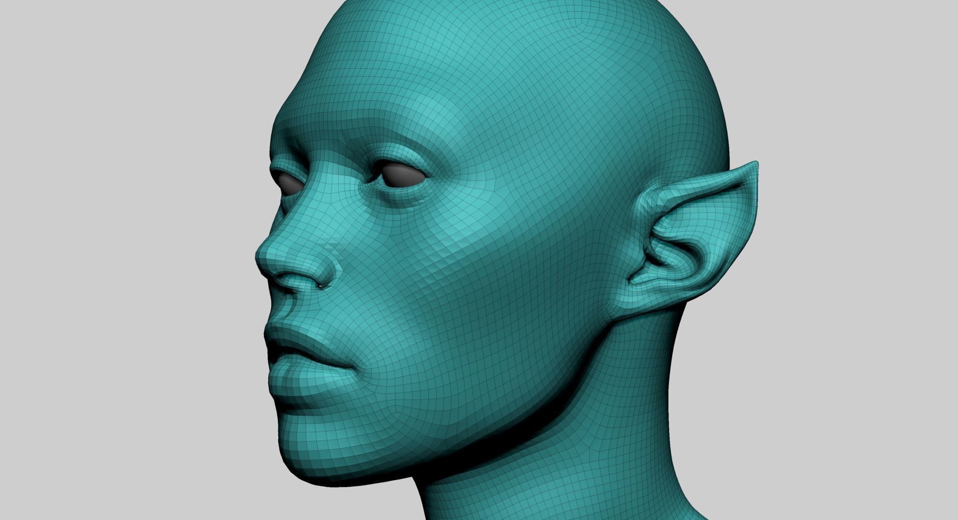 Female Creature Head Basemesh 3D model_10
