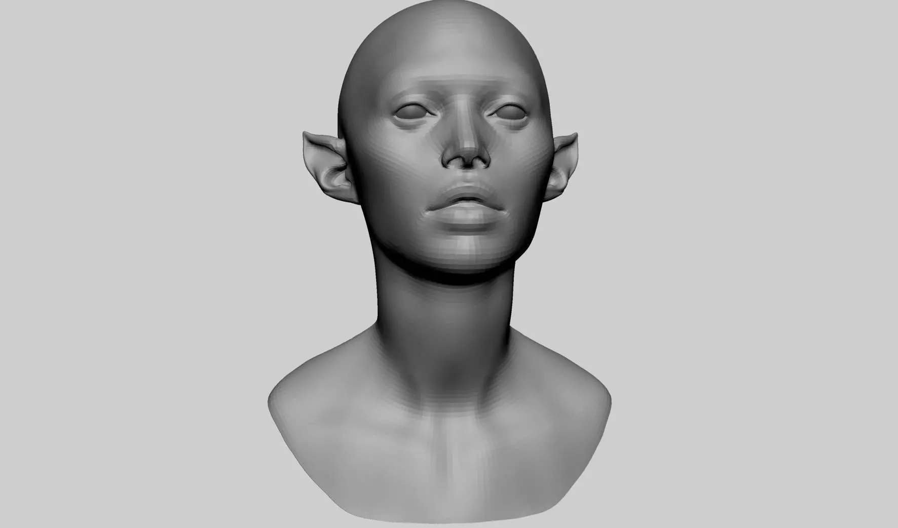 Female Creature Head Basemesh 3D model_0