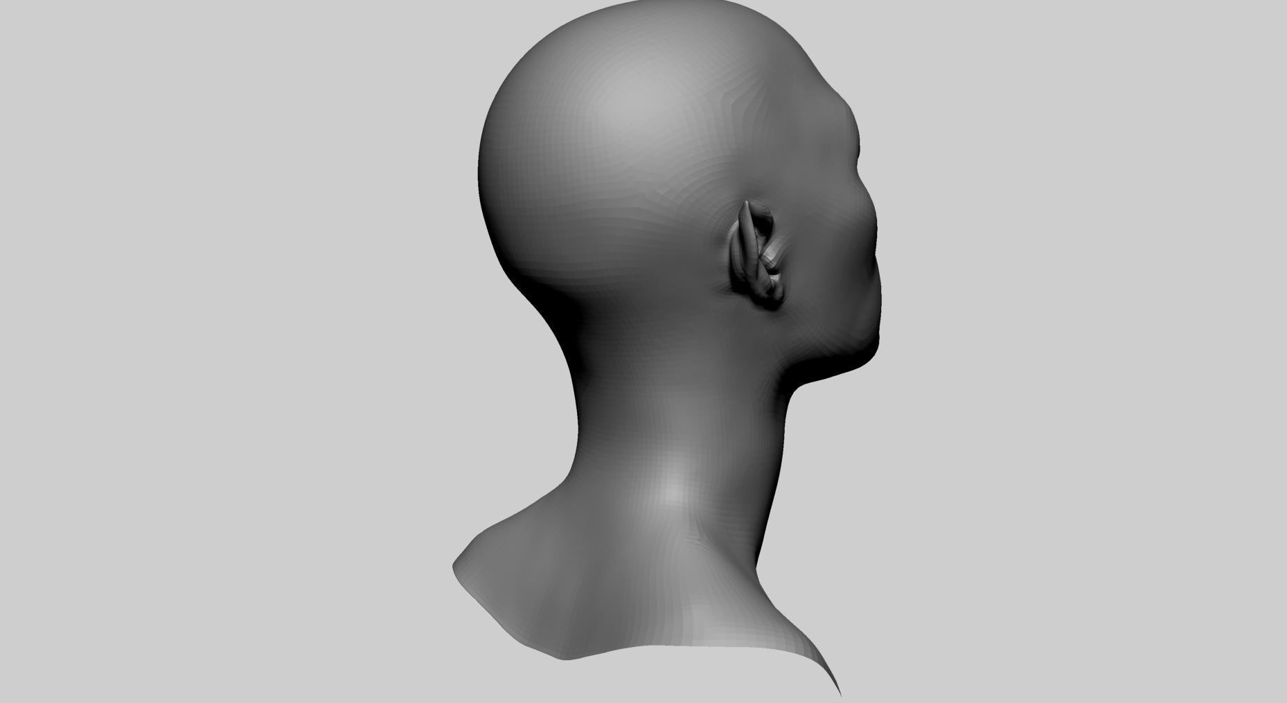 Female Creature Head Basemesh 3D model_4