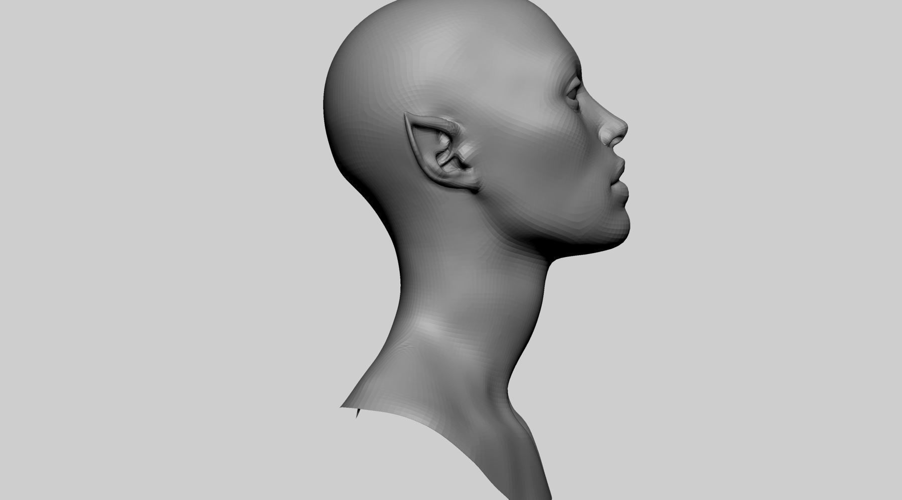 Female Creature Head Basemesh 3D model_3