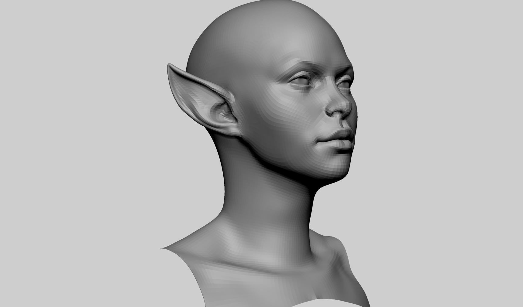 Stylized Female Head Basemesh 3D model_2