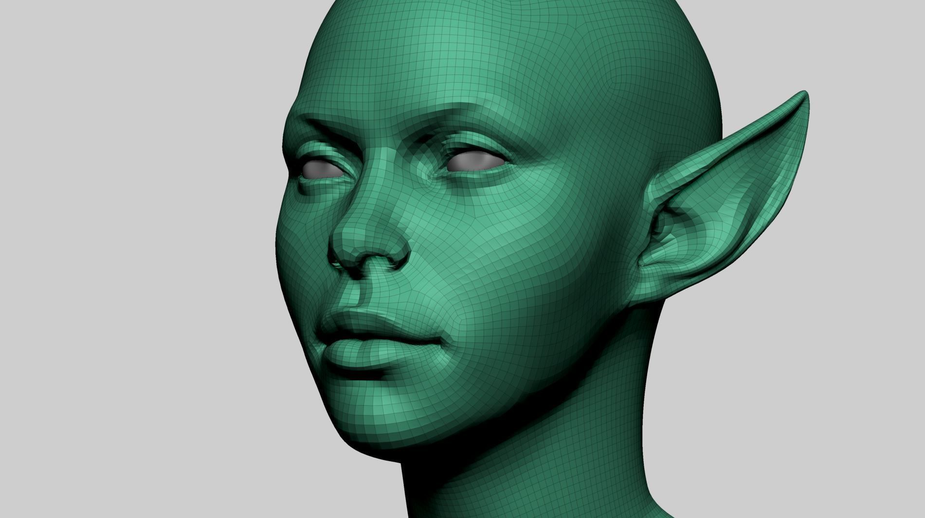 Stylized Female Head Basemesh 3D model_10