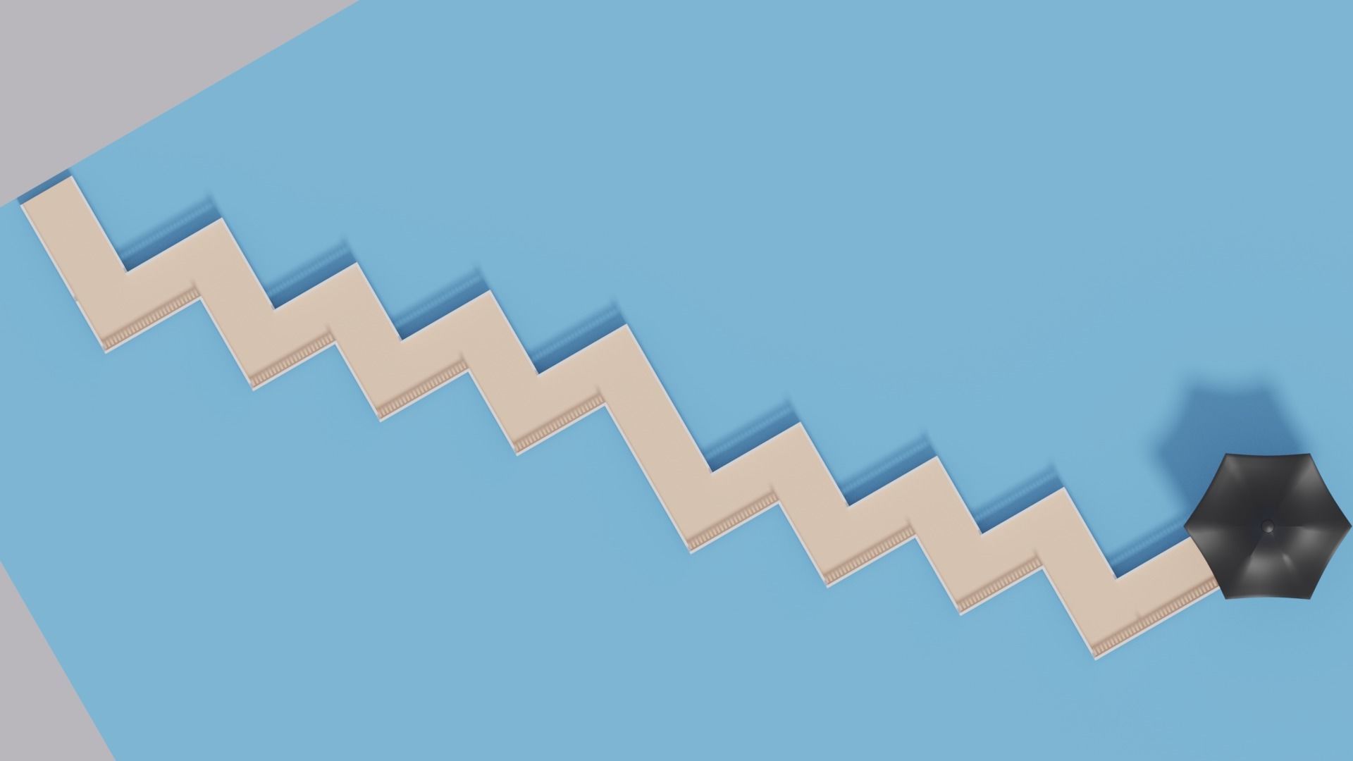 Cartoon Chinese Nine-turn bridge and Pavilion 3D model_22