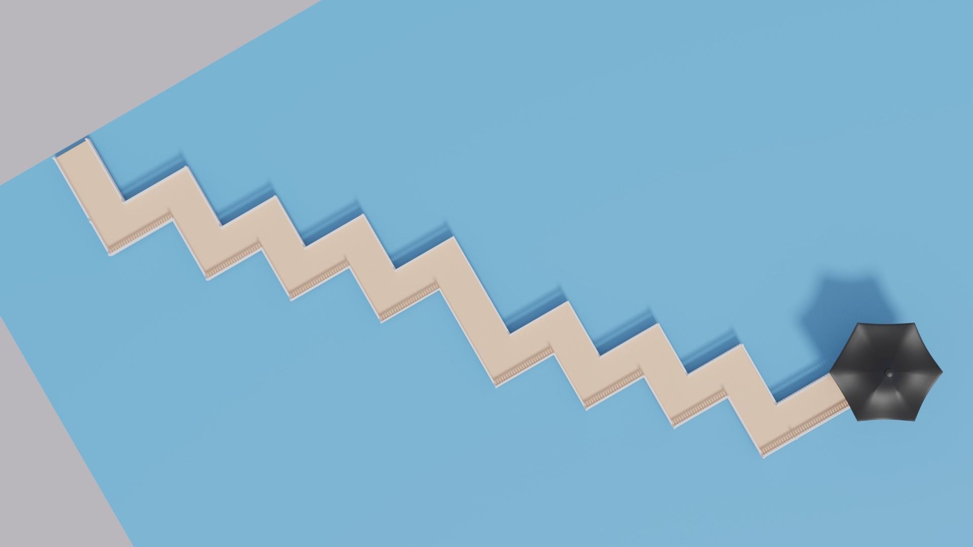 Cartoon Chinese Nine-turn bridge and Pavilion 3D model_12