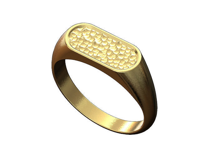 Oblong signet with hammered textured top US sizes6to9 3D print model