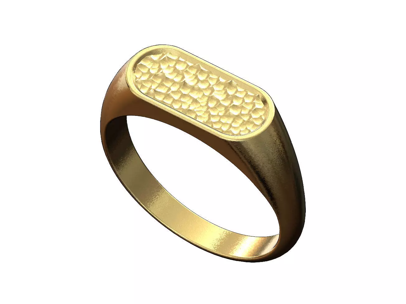 Oblong signet with hammered textured top US sizes6to9 3D print model