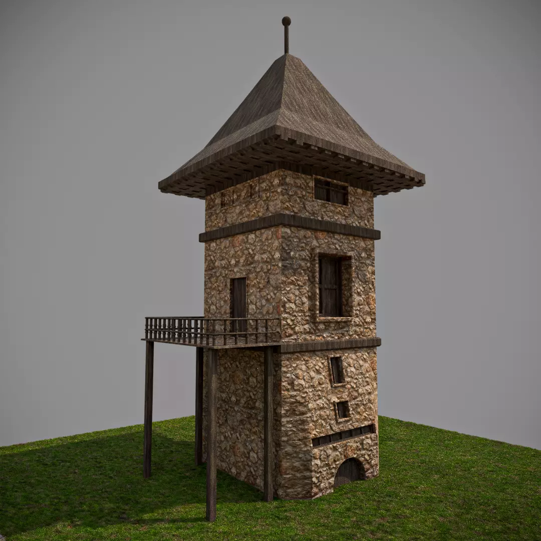 medieval castle asset Free low-poly 3D model