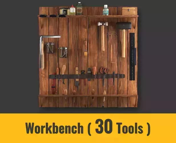 low poly workbench tools Low-poly 3D model