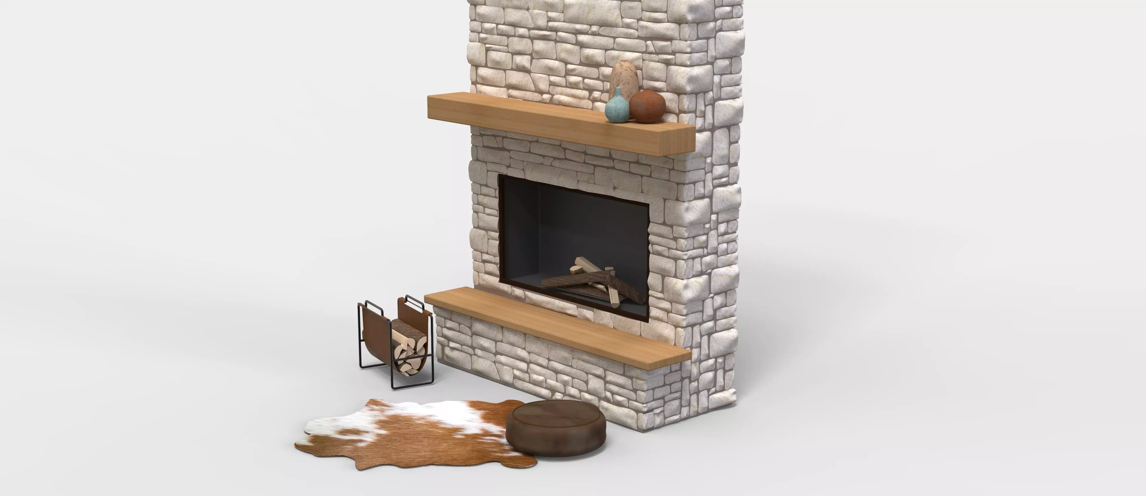 Stone Fireplace Free 3D model