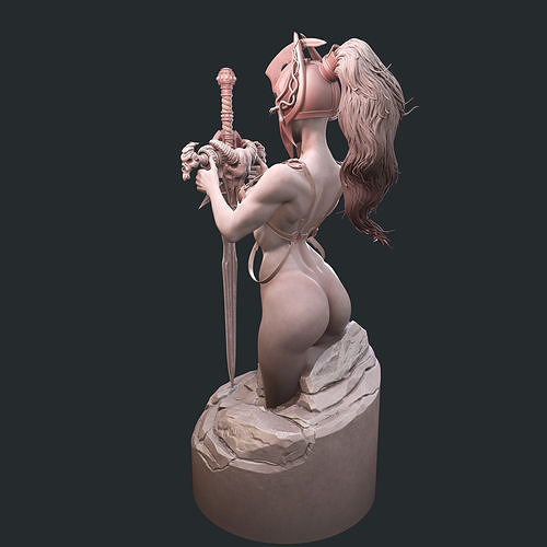 Swordswoman  table sculpture 3D print model