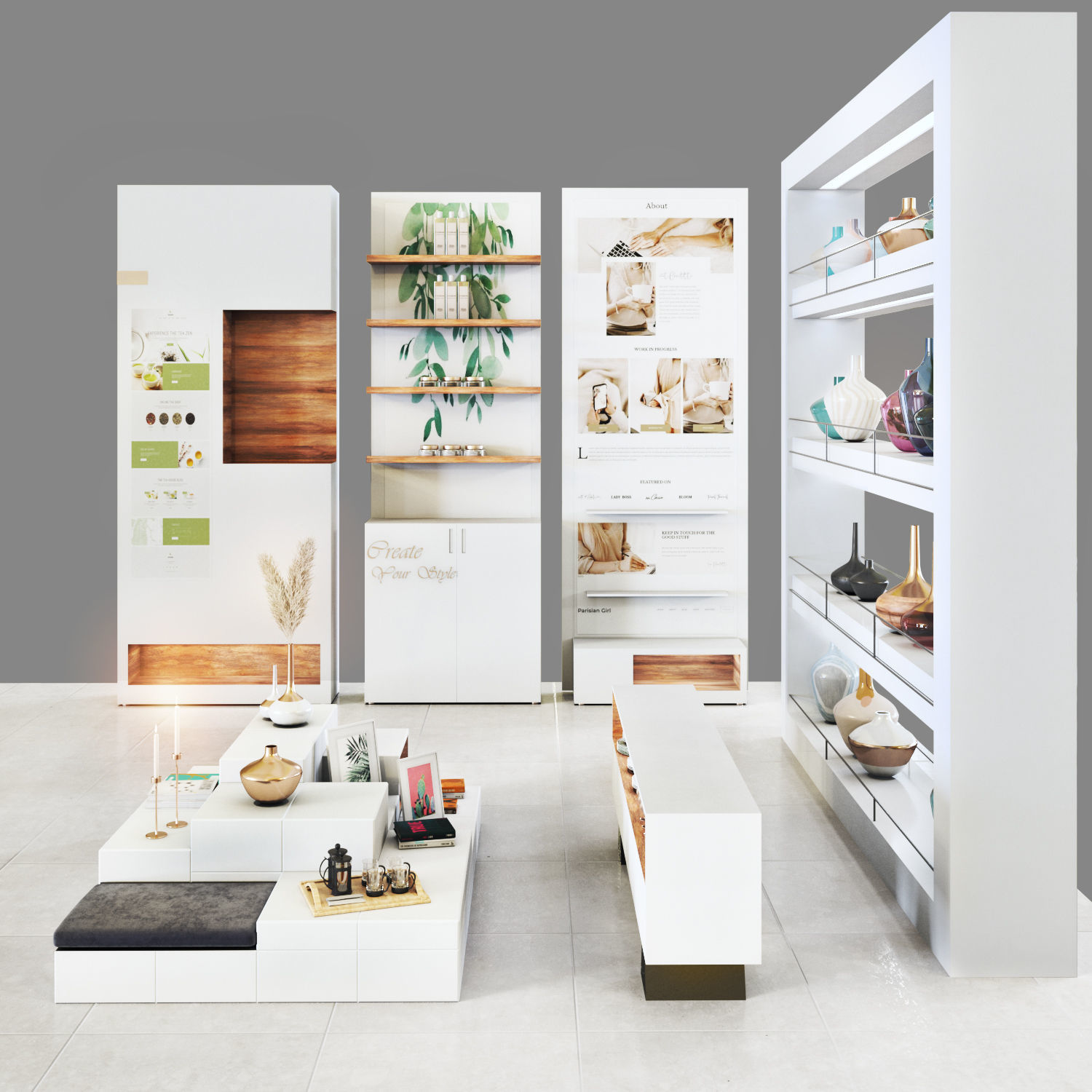 Mall -white set01 3D model_1