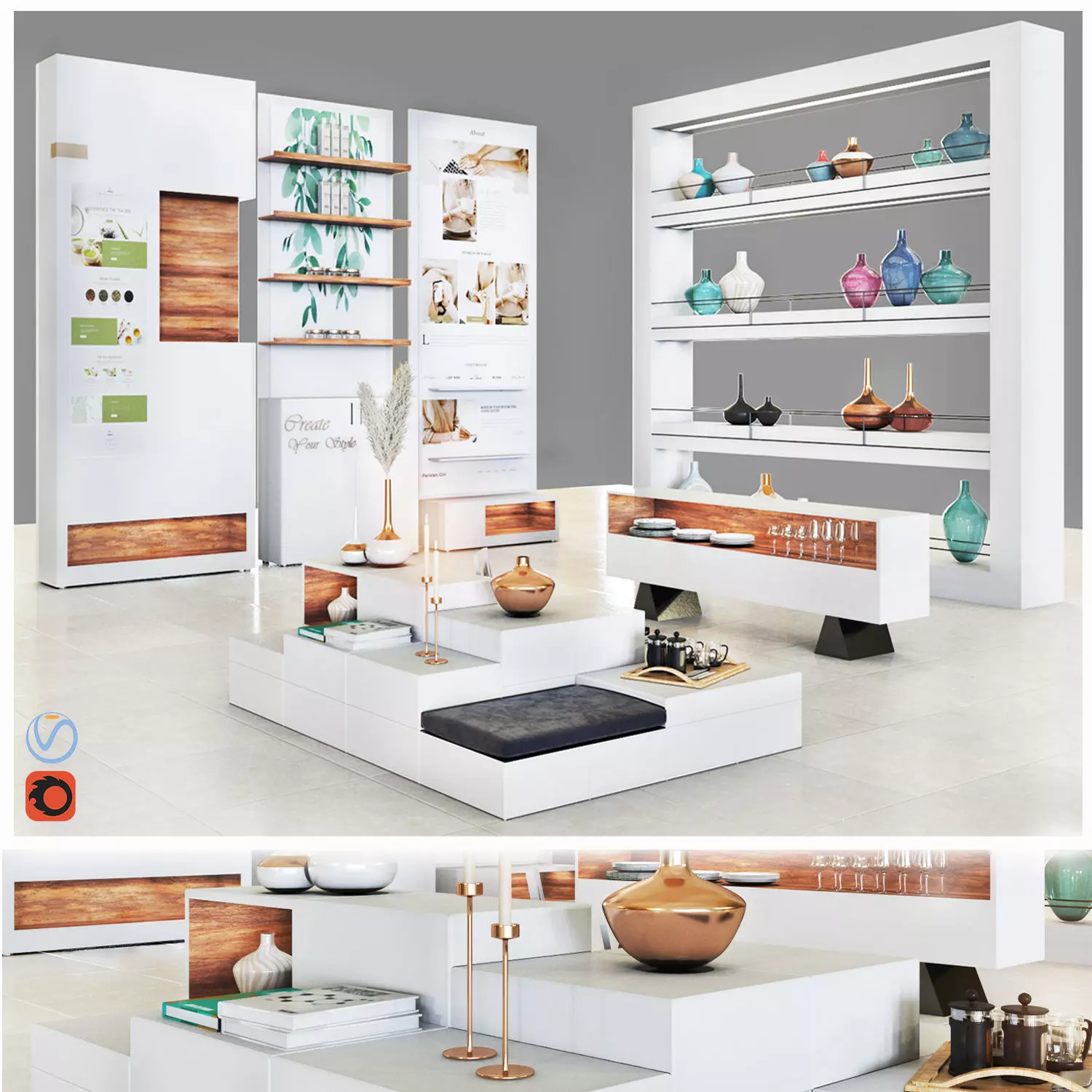 Mall -white set01 3D model_0