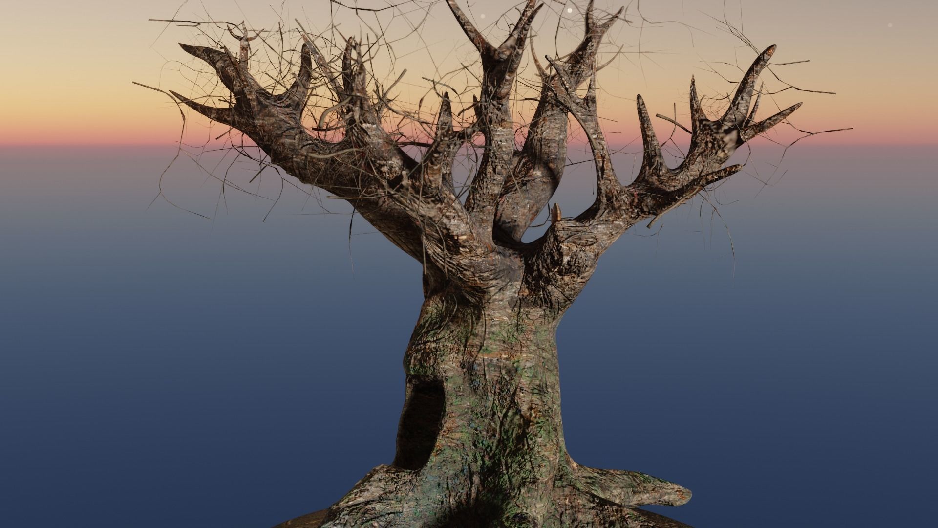 Dead Fantasy Tree with holes 3D model_3