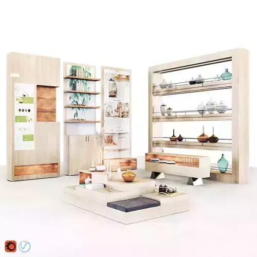 Mall -wooden set01 3D model