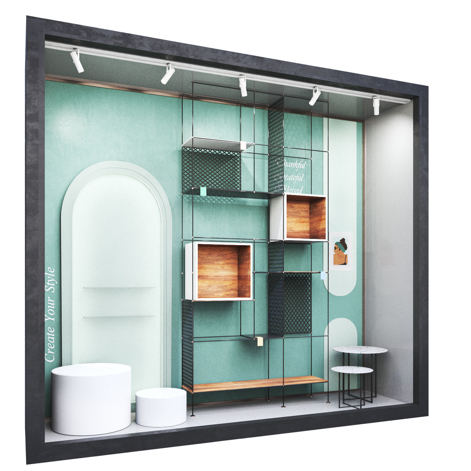 Shop Window-green 3D model_1