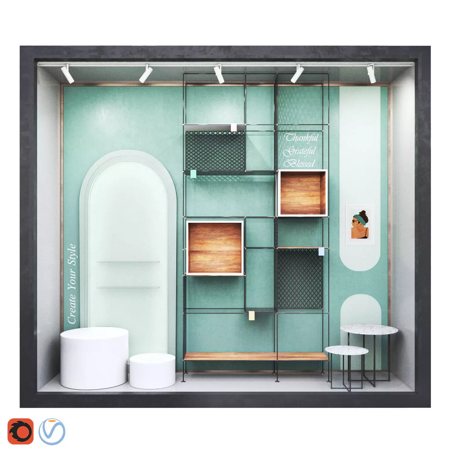 Shop Window-green 3D model_0