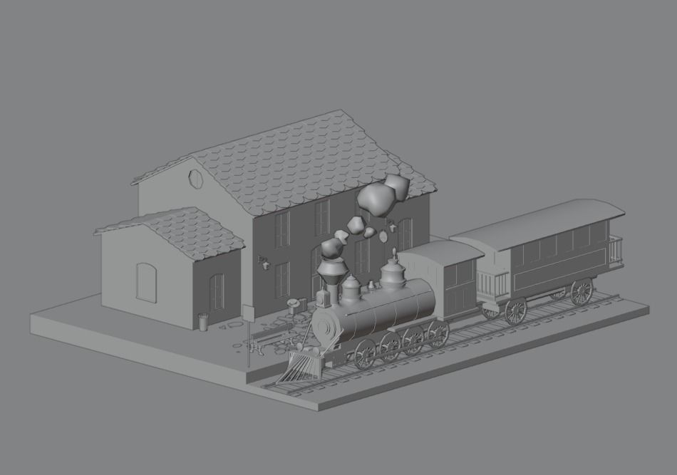 Train station Low-poly 3D model_1